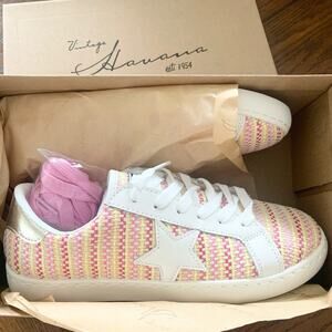 Vintage Havana Pink Stripe Sneakers White Shoes Size 8 NEW IN BOX Retail $125